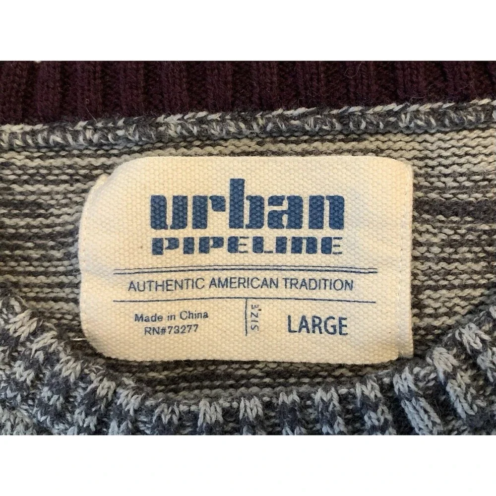 Urban Pipeline Sweater Men's Large‎ Gray/Multicolor Striped Cotton Blend